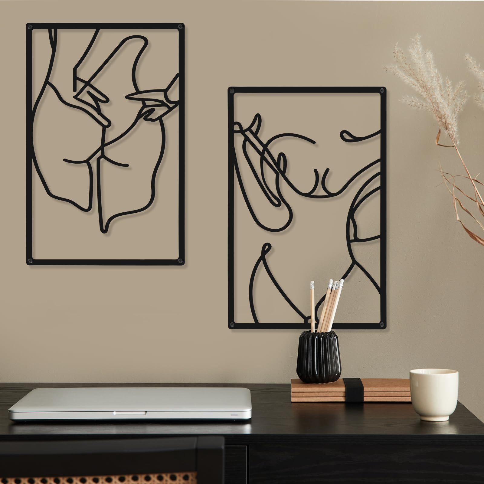 Diy Metal Minimalist Abstract Woman Wall Art Line Drawing Wall Art Decor Single Line Female Home Hanging Wall Art Decor