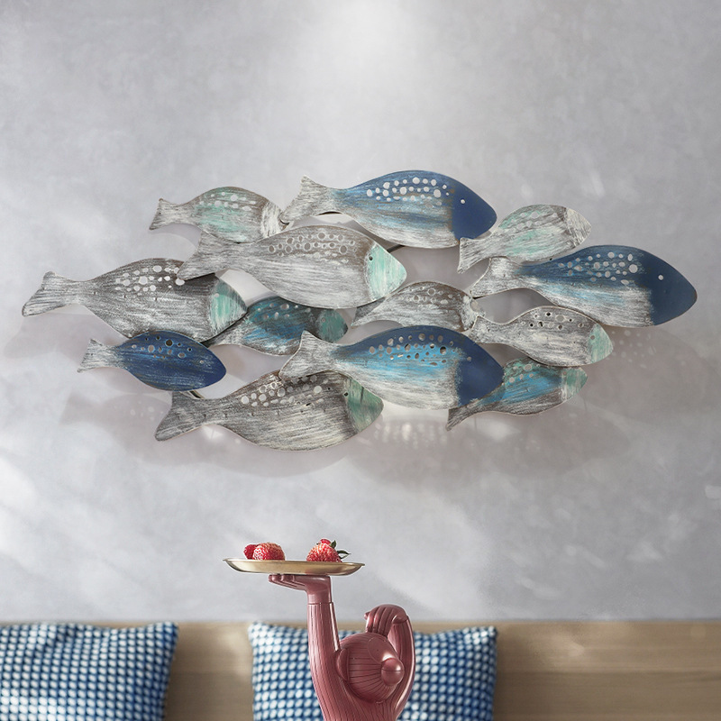 School of Fish Modern Metal Wall Art for home living room wall decoration interior designs