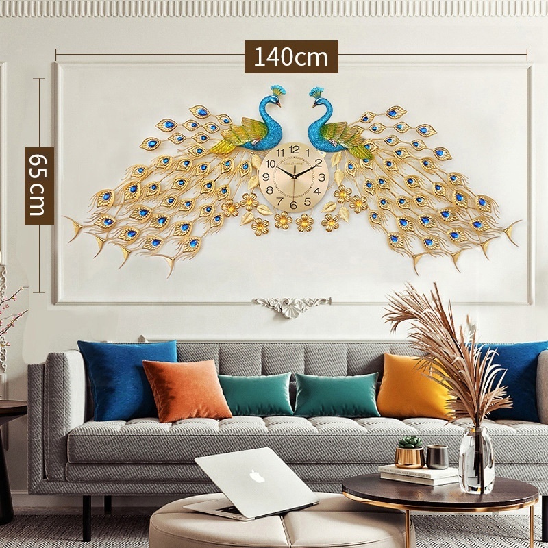 Oversized 3D Resin High Quality Luxury Home Decor Peacock Wall Clock