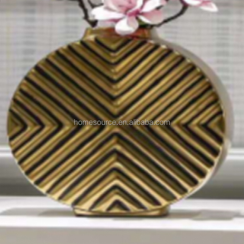 Nordic Ins Style Modern Light gold black Living Room Creative Decoration Table Crafts Flower Ceramic Vase