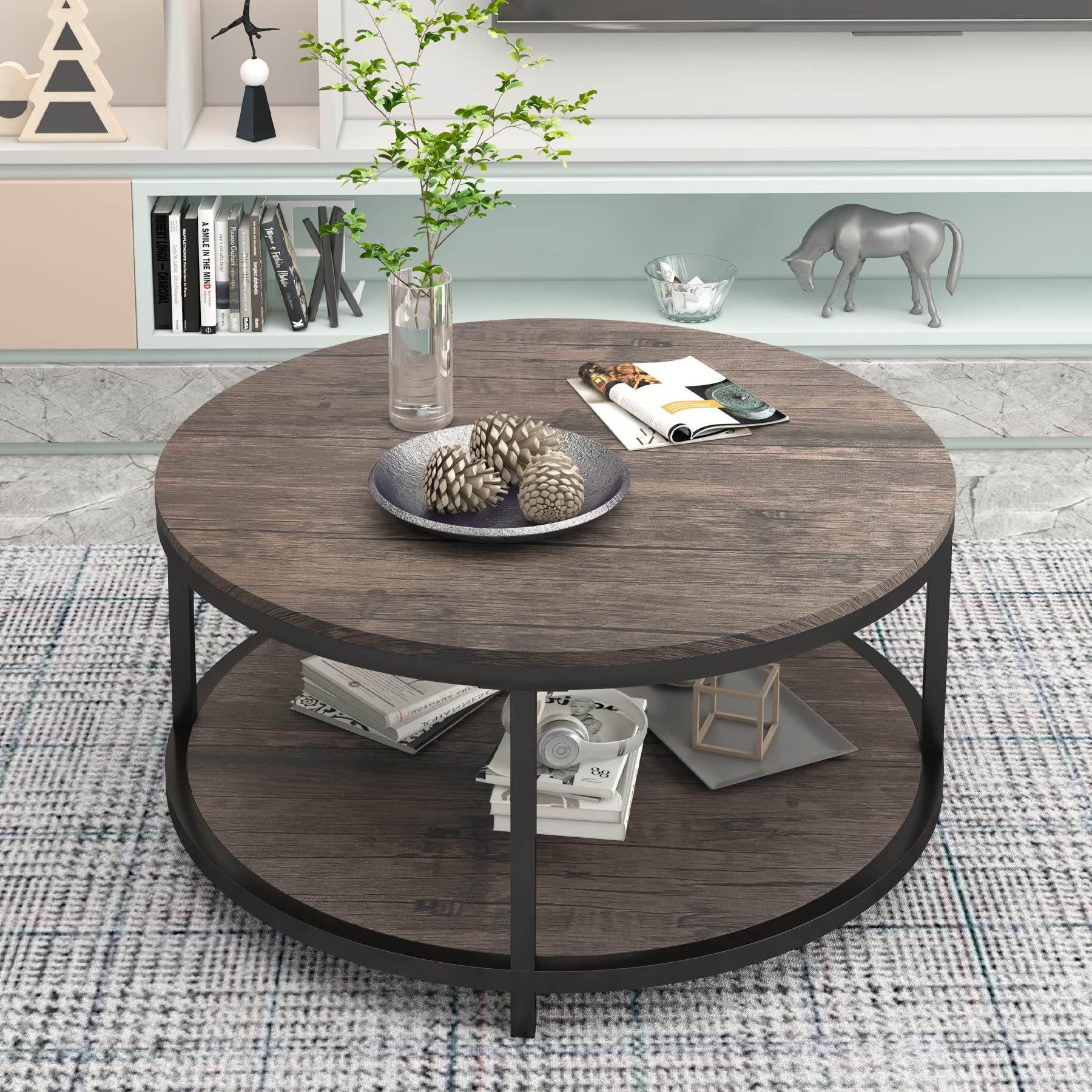 Oak Coffee Table Nordic Double Side Wrought Iron Sofa Side Table Living Room Furniture Storage Corner Coffee Table