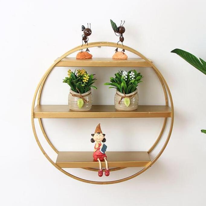 Modern Nordic Eco-friendly Heart Shape Rustic Wood Metal Creative Wall Mount Shelf Storage Organizer Floating Rack RSS166