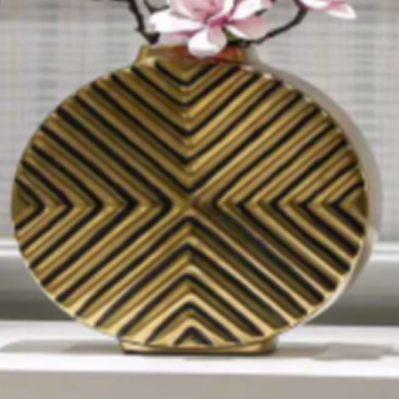 Nordic Ins Style Modern Light gold black Living Room Creative Decoration Table Crafts Flower Ceramic Vase