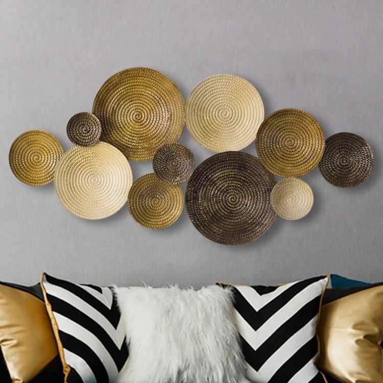 DIY Light Luxury Wall Decoration for Living Room Soft Decoration Wall Background Wall Hanging Gold Metal Art Contemporary FUJ