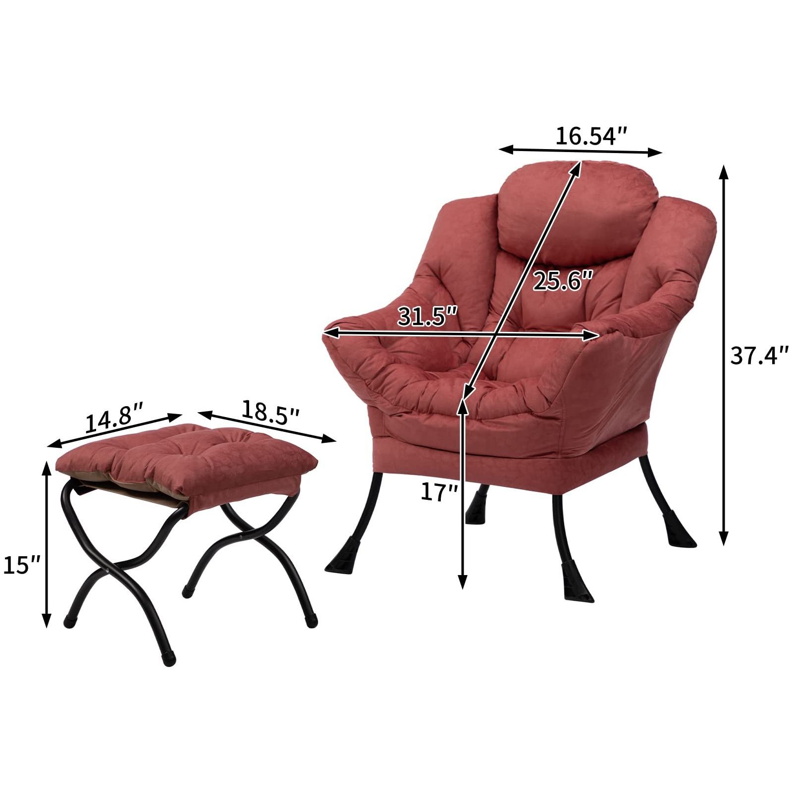 Modern Large Cotton Fabric Lazy Chair Cheap Contemporary Lounge Chair Single Steel Frame Lounge Chair with Side Pockets