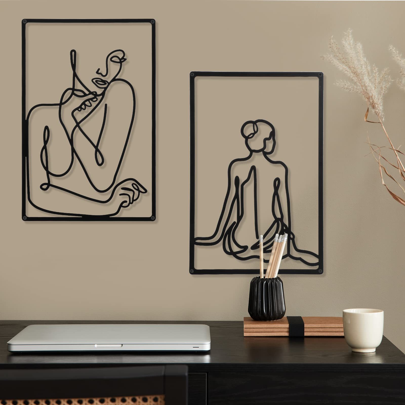 Diy 3Piece Simple Wall Hanging Ornaments Art Silhouette Women'S Body Line Pendant Wall Metal Decoration Painting For Bathroom