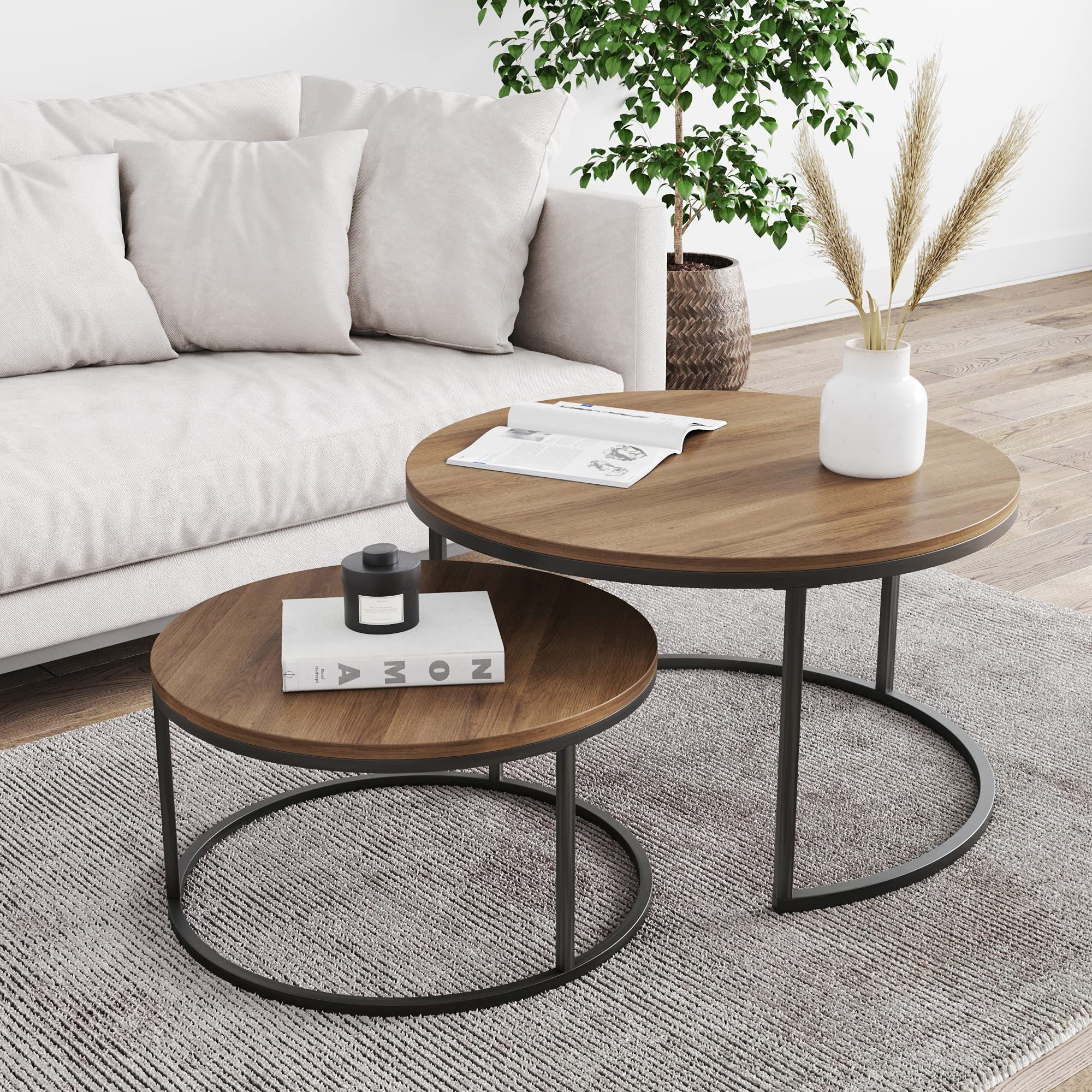 Oak Nordic Modern Living Room Furniture Nature Wood Oak Sofa End Side Table Round Coffee Table