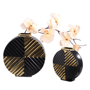 Nordic Ins Style Modern Light gold black Living Room Creative Decoration Table Crafts Flower Ceramic Vase