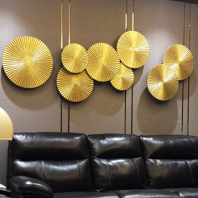 DIY Light Luxury Wall Decoration for Living Room Soft Decoration Wall Background Gold Metal Circular Contemporary Art Birthday