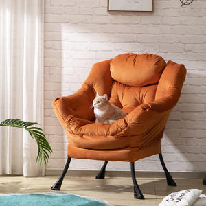 Pet Favorite Velvet Fabric Lazy Chair Leisure Sofa Chaise Longue Recliner Chair Relaxing Lounger Modern Steel Frame