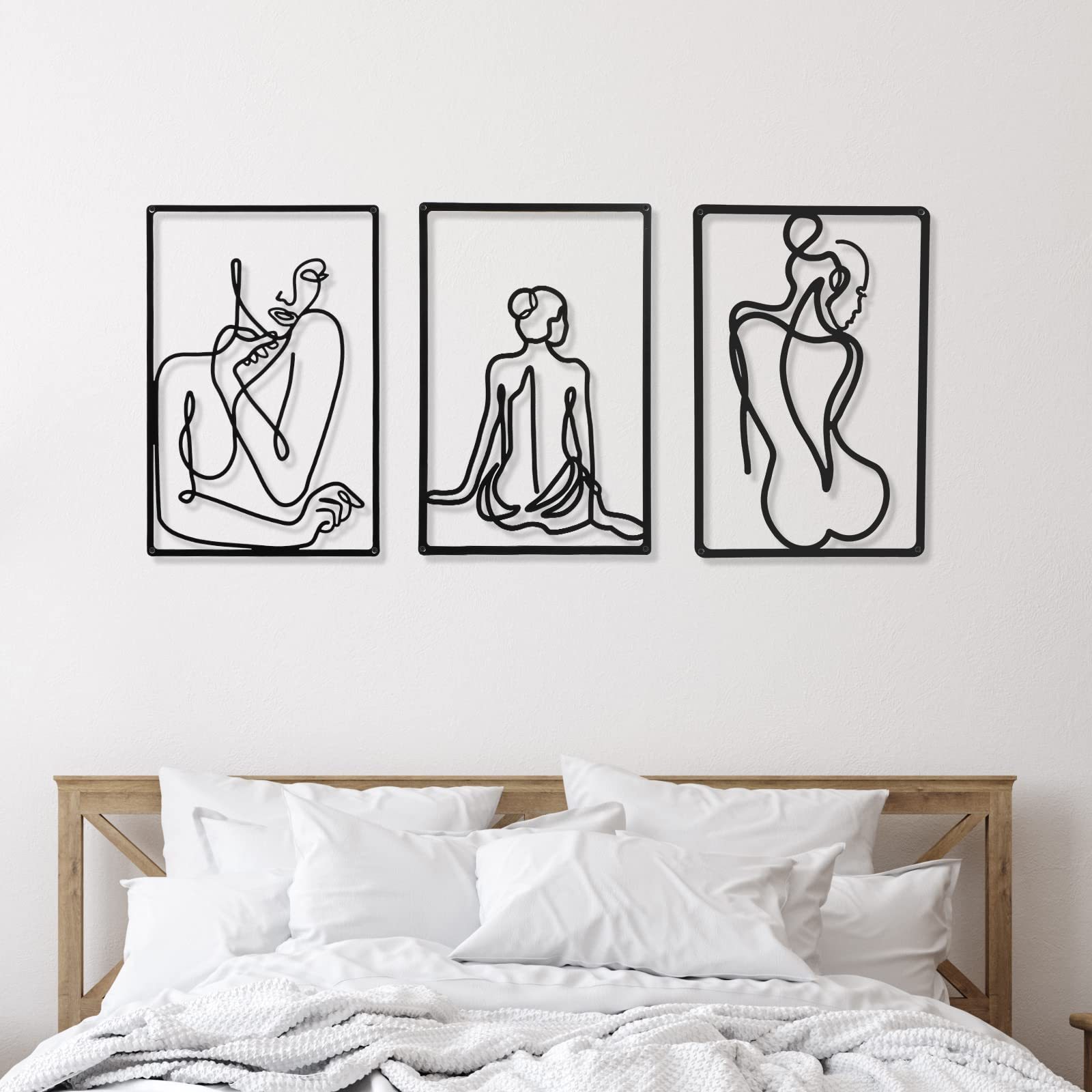 Diy 3Piece Simple Wall Hanging Ornaments Art Silhouette Women'S Body Line Pendant Wall Metal Decoration Painting For Bathroom