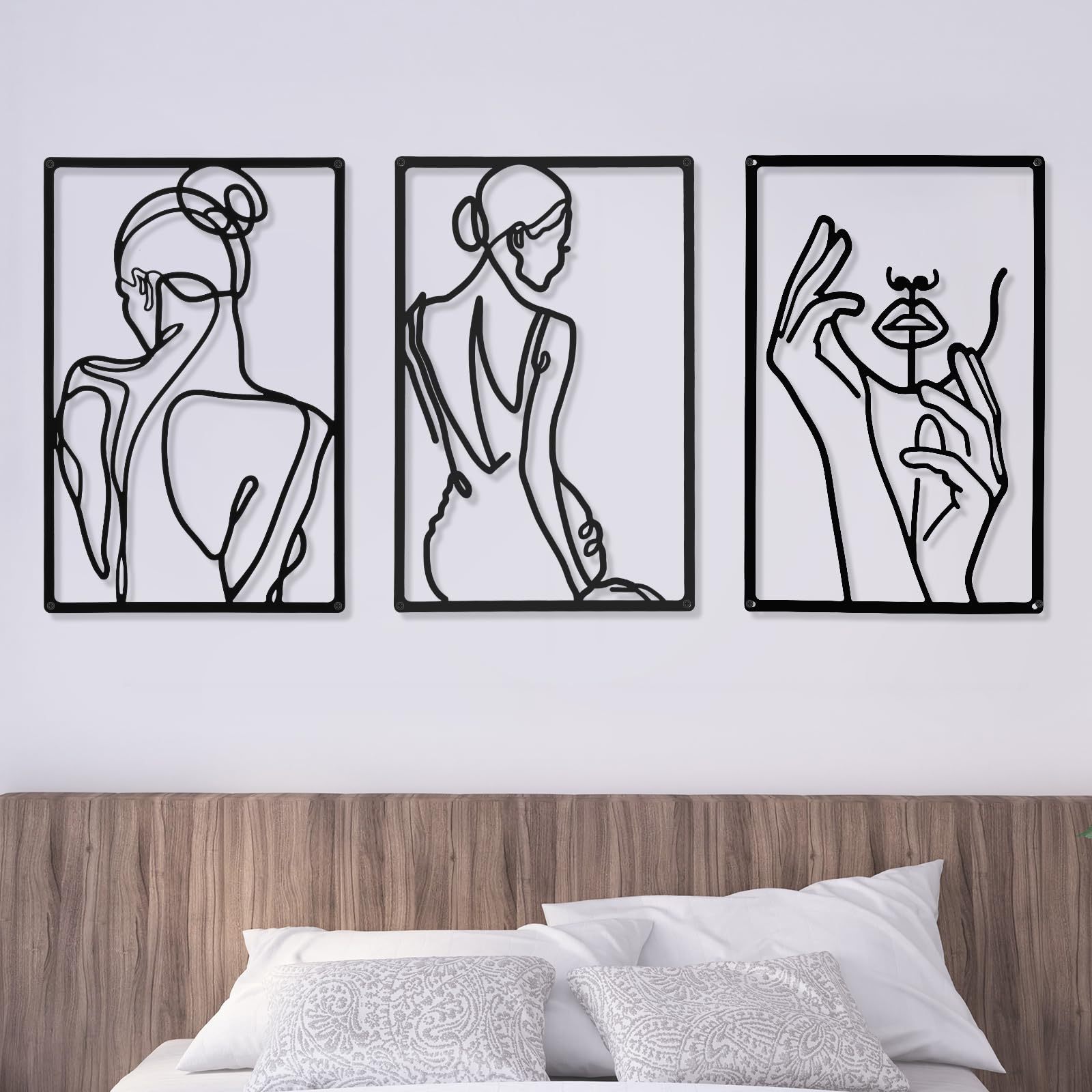 Diy Gold Home Hanging Decor Metal Bedroom Living Room Art Hanging Frame Abstract Woman's Body Shape Wall Metal Decoration