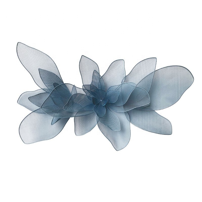 3D Iron Blue Gold Blossom Flower Wall Arts Metal Decoration