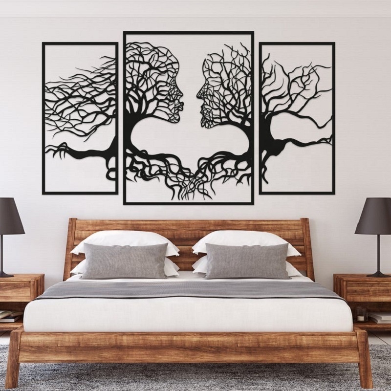 Tree of Love Wall Art Metal Black Home decor