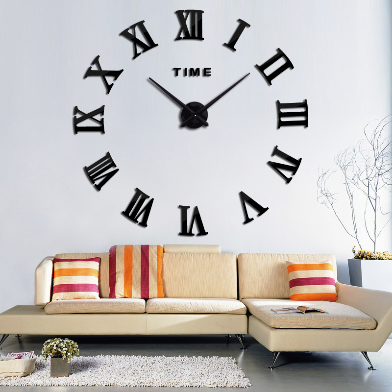 3d big acrylic mirror wall clock diy quartz watch still life clocks modern home decoration living room stickers