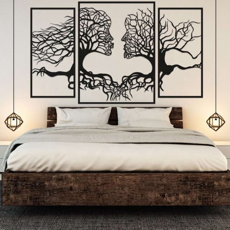 Tree of Love Wall Art Metal Black Home decor