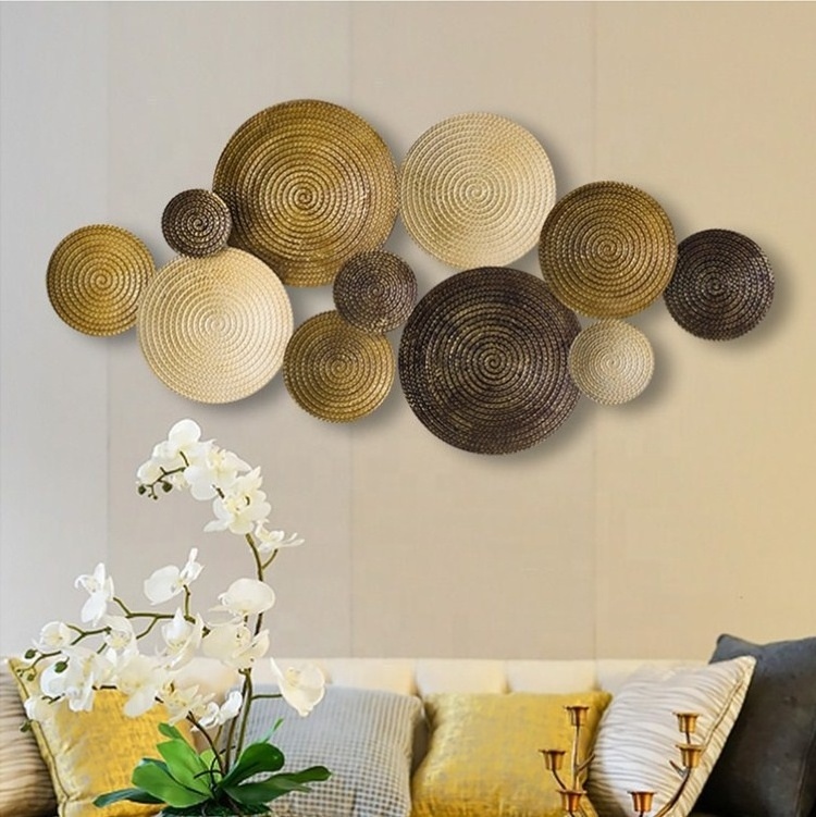 DIY Light Luxury Wall Decoration for Living Room Soft Decoration Wall Background Wall Hanging Gold Metal Art Contemporary FUJ