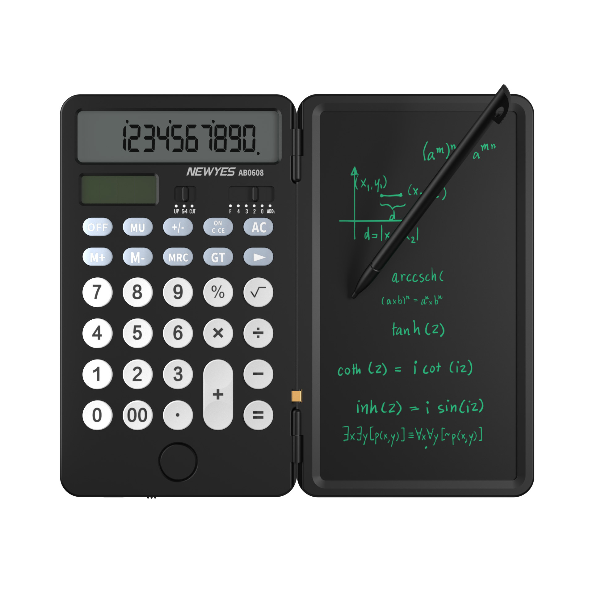 NEWYES Desk 12 Digits Folding Solar Notepad Calculator With 6 Inch Lcd Writing Tablet