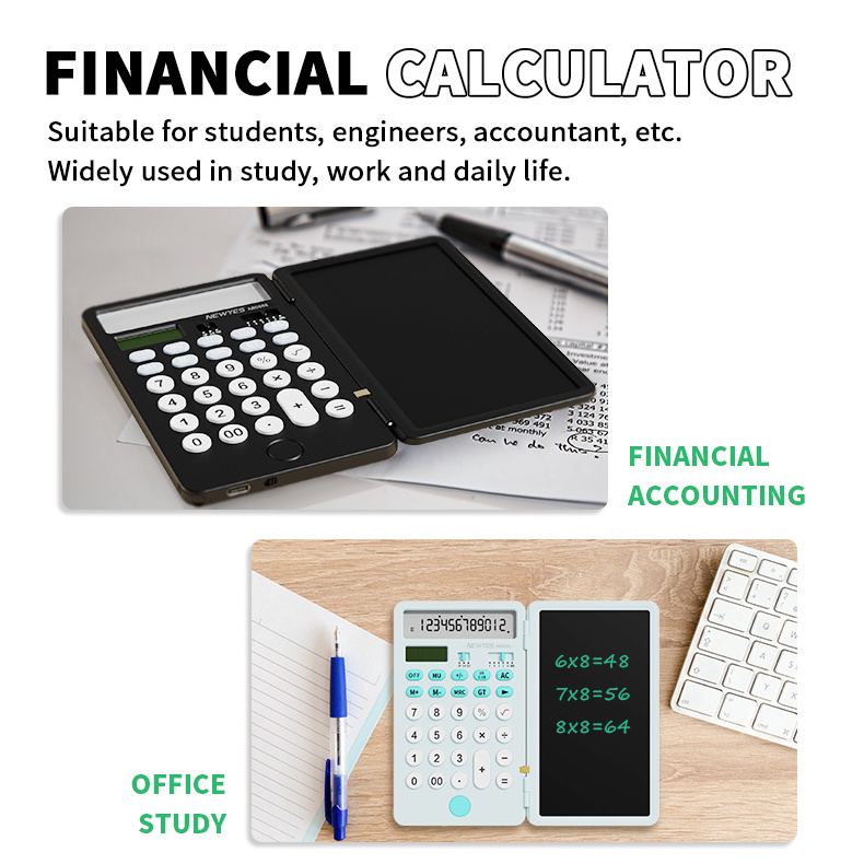 New Pocket Mini Lcd Display Drawing Notepad 12 Digit Economics Tax Calculator with Tablet Notepad