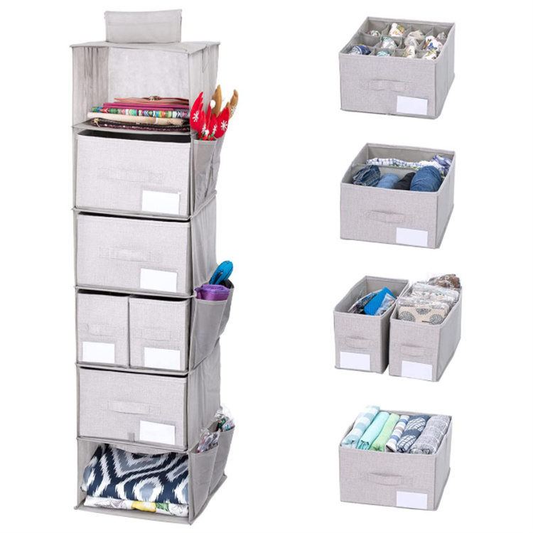 Collapsible Wardrobe Organizer Storage Boxes Clothes Drawer Organizer Hanging Storage Bag