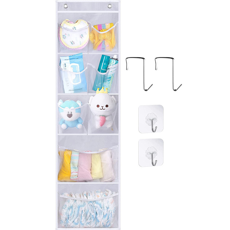 Closet Hanging Storage Bag Door Shelf Hanger Holder Over The Door Mesh Pockets Space Saver