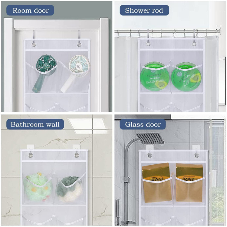 Closet Hanging Storage Bag Door Shelf Hanger Holder Over The Door Mesh Pockets Space Saver