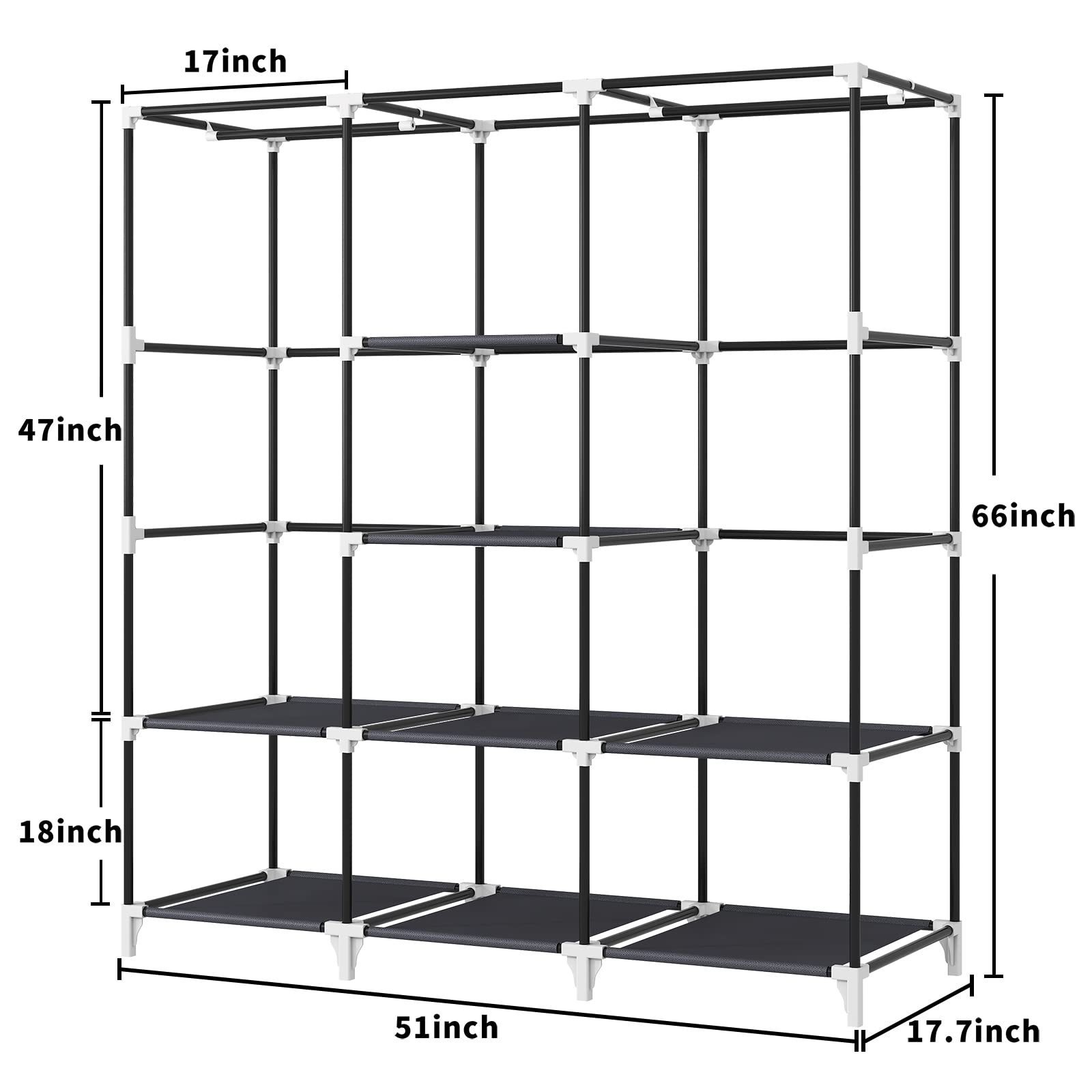 Portable Closet Wardrobe Storage Rack Organizer Bathroom Storage Shelves for Hanging Clothes