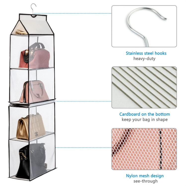 Hanging Purse Handbag Organizer Clear Dust Bags Plastic Purse and Handbag Organizer Closet Organizer