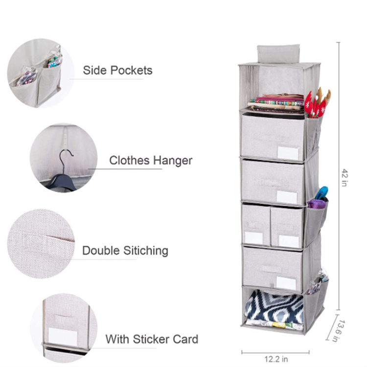 Collapsible Wardrobe Organizer Storage Boxes Clothes Drawer Organizer Hanging Storage Bag