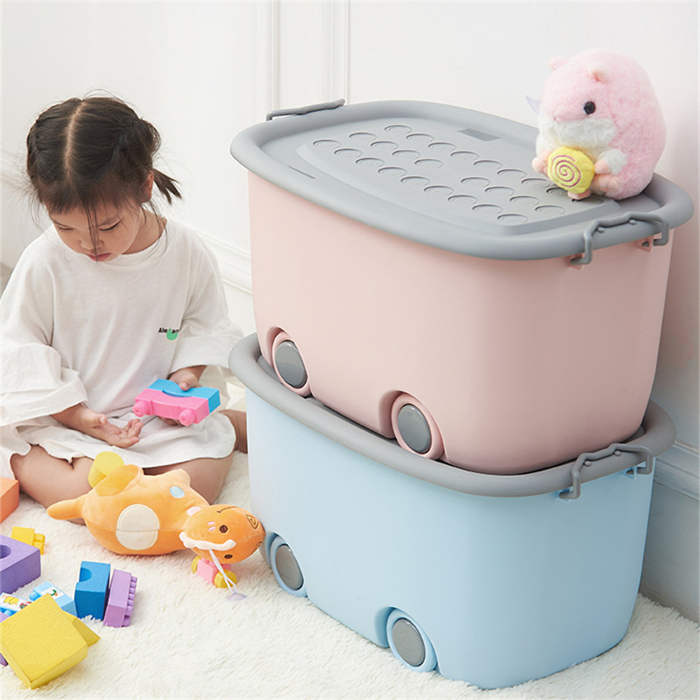 Cartoon Storage Box for Toys Plastic Storage Box Bins with Lid Children Car Storage Container