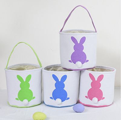 Cotton Easter Bunny Bucket Easter Egg Basket with Handle Wholesale Easter Baskets