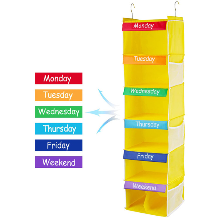 Kids Clothes Cabinet Hanging Organizer Monday Through Sunday Storage Racks Closet Organization