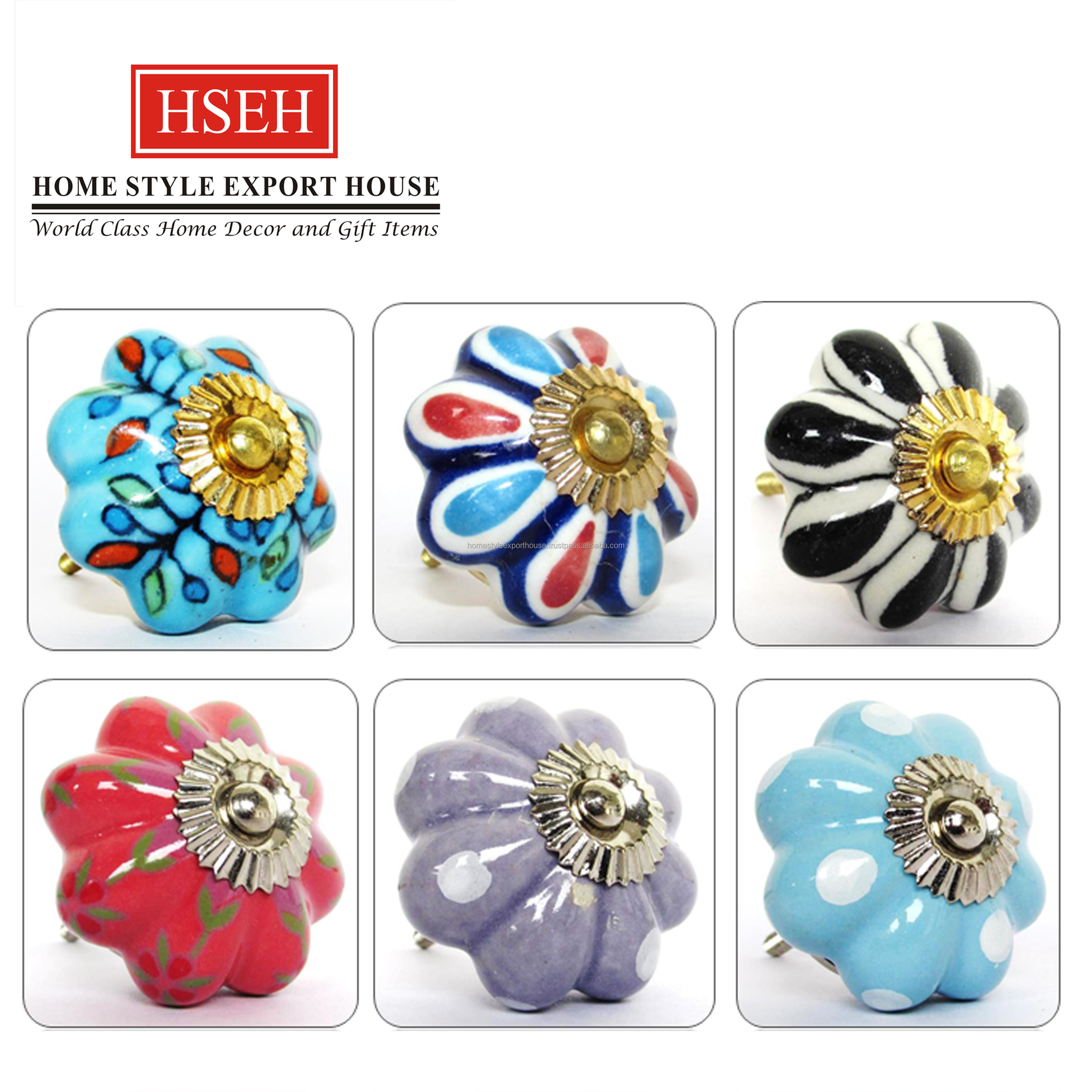 Multiple Flower Design Ceramic Knobs Cabinet Drawer Pull With Flower Shaped Design Cabinet Knobs For Drawer Decor And Home Decor