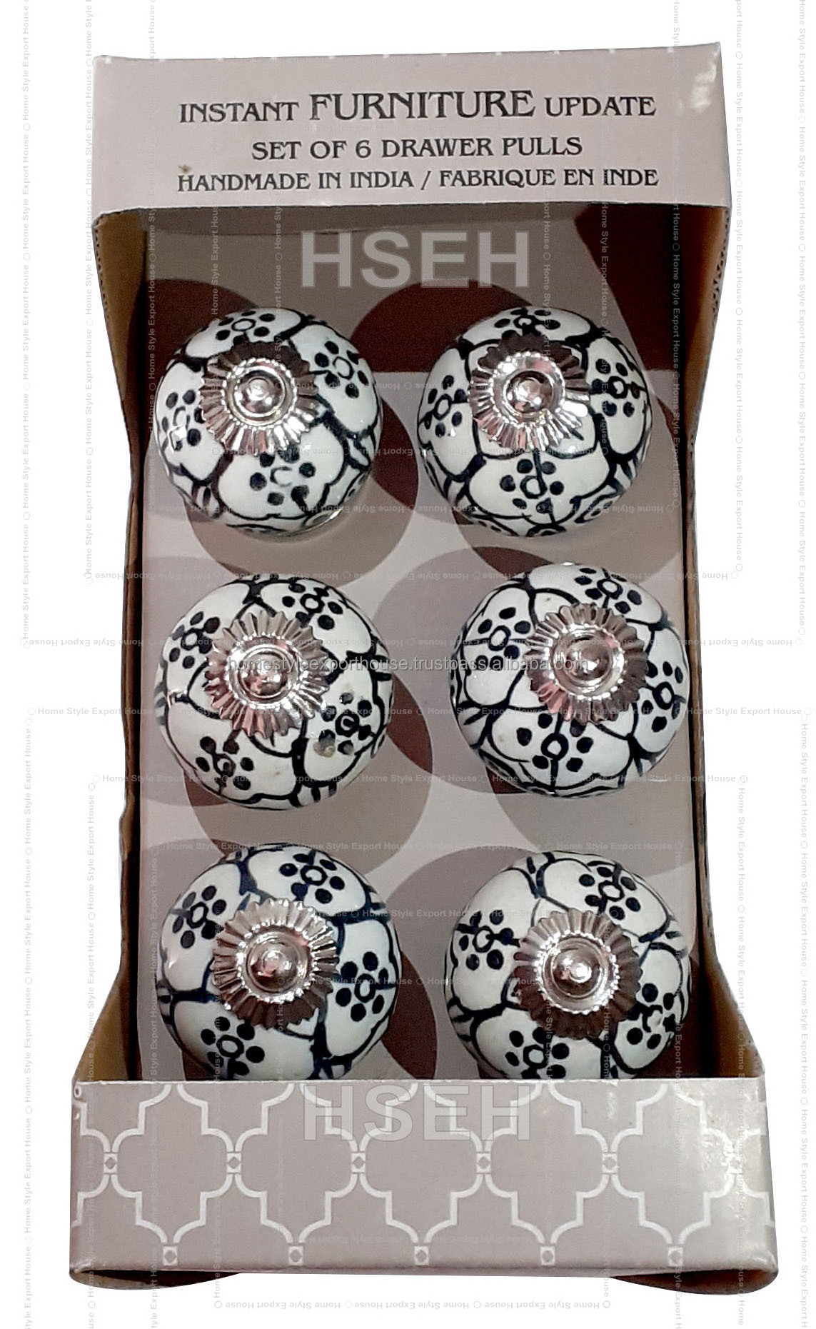 Gift Box Packing Ceramic Knob Home Decorative Door Drawer Dresser Cabinet Ceramic Knob Wholesaler Ceramic Knob Hand Painted Work