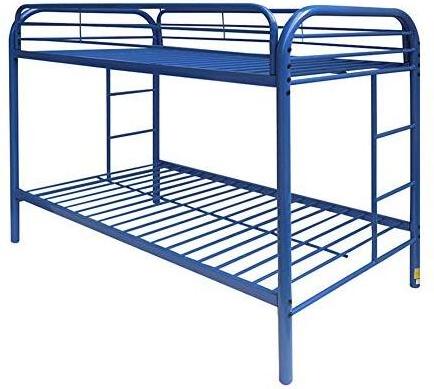 Twin Over Twin Bunk Bed with Metal Frame and Ladder Space Saving Design Bed