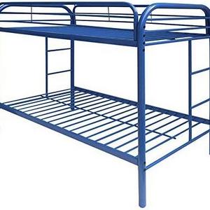 Twin Over Twin Bunk Bed with Metal Frame and Ladder Space Saving Design Bed