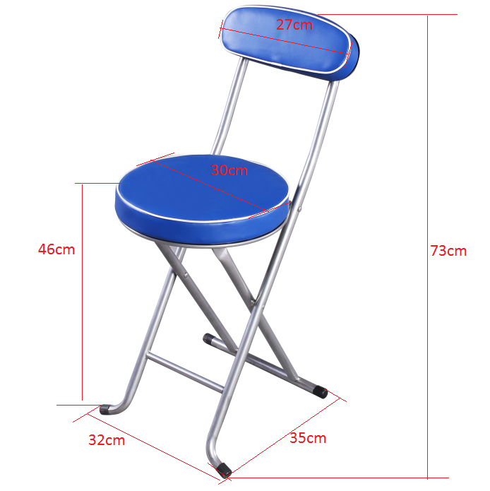 Round Thick Soft Seat Black PU metal folding chair Steel foldable chair