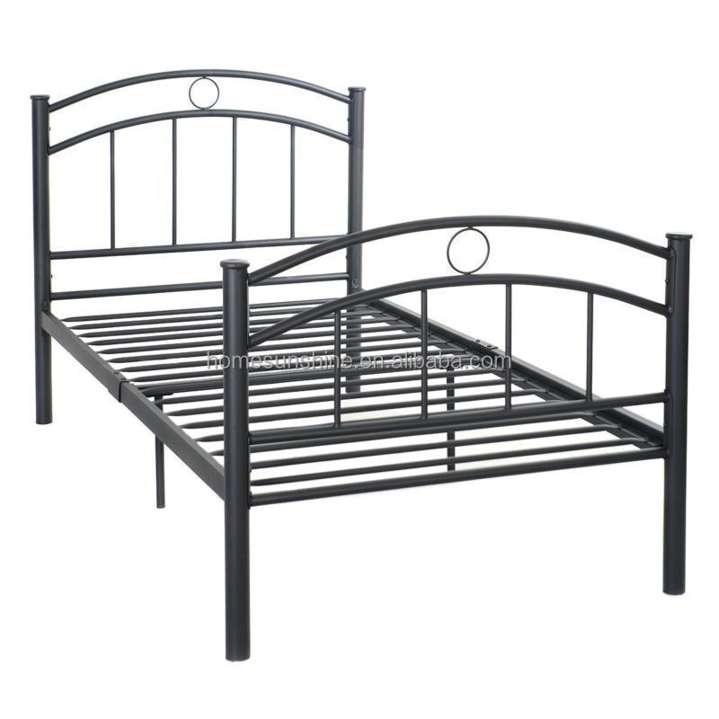 Black Metal Bed Frame Platform Twin Size Bedroom Home Furniture 83x42x35 inches