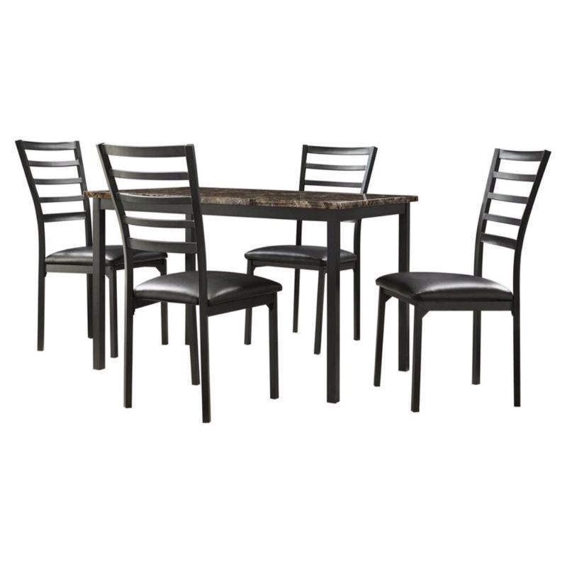 Home Kitchen Furniture Faux marble metal dining table and chairs set