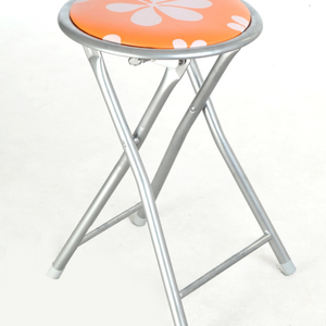 Printed Design PVC Home Folding Stool  Heavy Duty 18 inch Collapsible Padded Round Stool