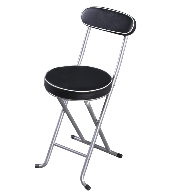 Round Thick Soft Seat Black PU metal folding chair Steel foldable chair