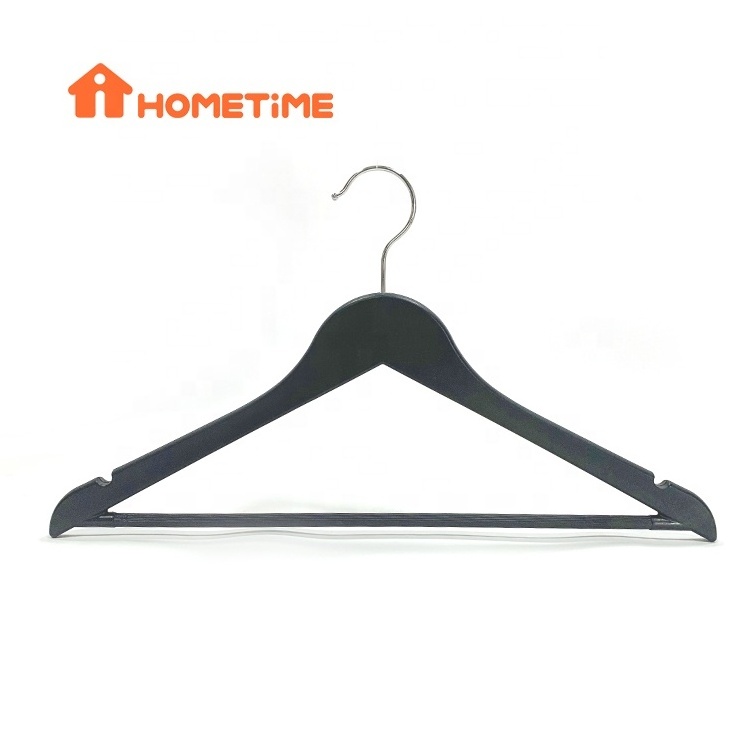 Pla Biodegradable Wood-Look Plastic Coat Hanger 3 Pack Black Pants Hangers Clothes Closet Organizer Recycled Plastic Hanger