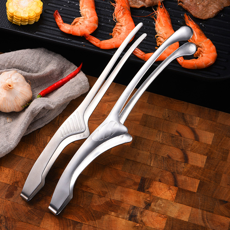 Kitchen gadgets Restaurant Buffet Stainless Steel 8/10/12 Inch Tweezers Barbecue Tongs Kitchen Utensils Food Tongs