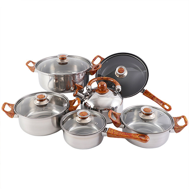 Cookware Set High Quality Stainless Steel Nonstick Cooking 12 Pieces Cookware Stainless Steel Kettle