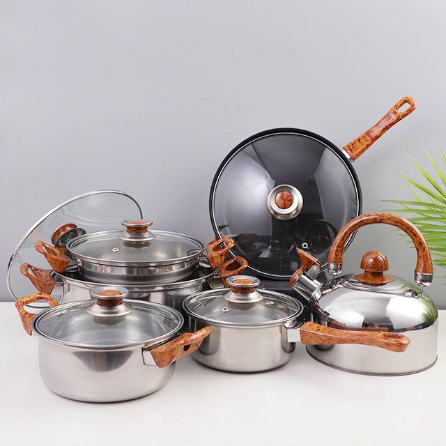 Cookware Set High Quality Stainless Steel Nonstick Cooking 12 Pieces Cookware Stainless Steel Kettle