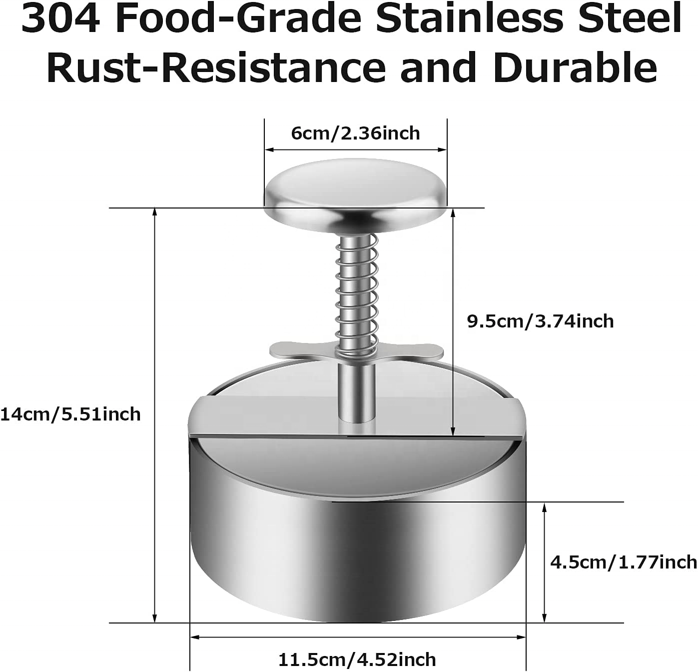 Kitchen Gadgets SUS Burger Press, Stainless Steel Adjustable Non-Stick Burger Press, Great for Beef, Veggies, Burger