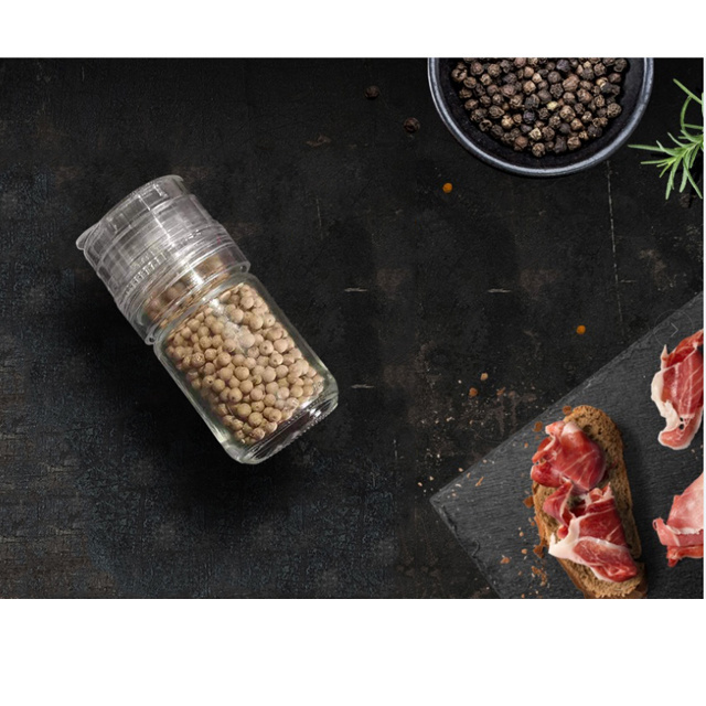 High Quality Transparent Manual Salt Mill 80ml Pepper Mill Manual Spice Grinder