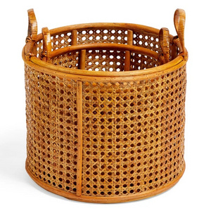 Hot Products Customized Rattan Woven Baskets Home Decoration Natural Material Round Wicker Handmade Vintage Organizer Storage