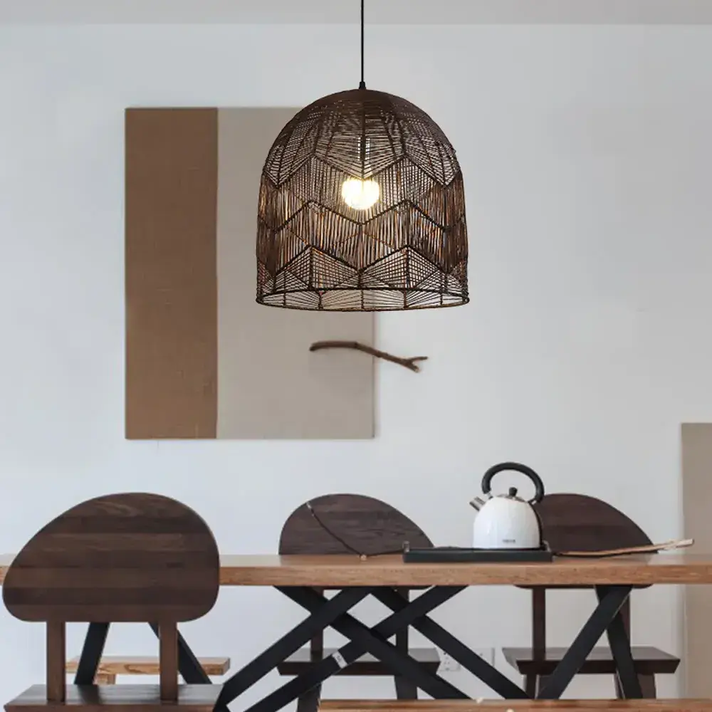 Pendant Lights Hanging Ceiling Lampshade Wooden Shades & Covers Living Room Handwoven Wicker Rattan Bamboo 60 Wood Woven Indoor