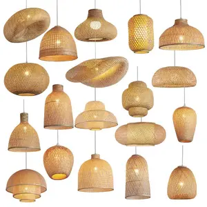 Lampshade Hanging Chandelier Pendant Lights Wicker Handwoven Hanging Lamp Shades Cover Decor Wholesale Handicraft Rattan Bamboo